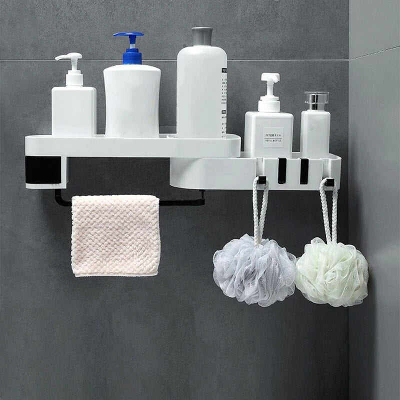 1Pcs Creative Corner Shower Caddy Shelf Bathroom Shampoo Shower Shelf Holder Kitchen Storage Rack Organizer Wall Mounted Type