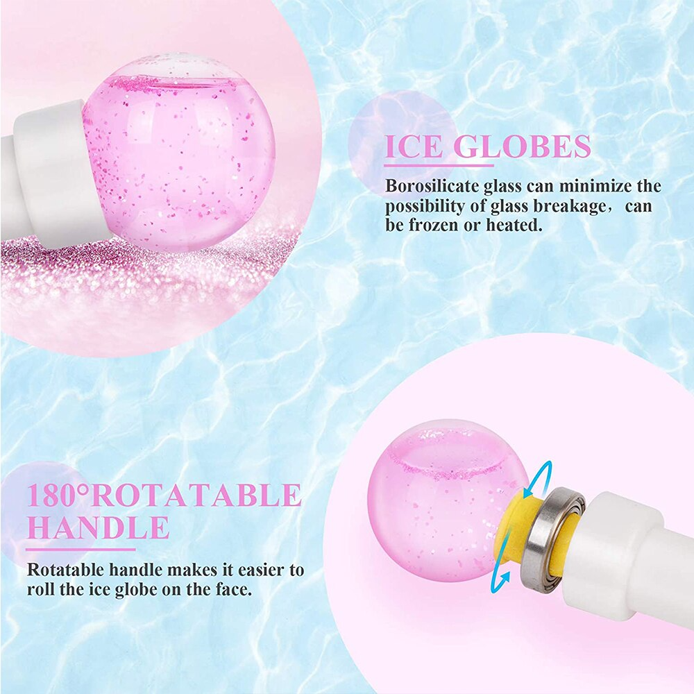 Magic Eye Massager Balls | Ice Hockey with Glitter 360 Degree Rotation Firm Skin Glass Water Wave Ice Feeling Face Massager for Women & Men