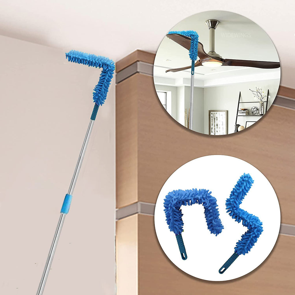 Pack of 2 - SmallCloud Foldable Microfiber Flexible Cleaning Duster with Steel Long Handle Quick and Easy Cleaning Broom Set for Clean Car, Office, Kitchen and Home