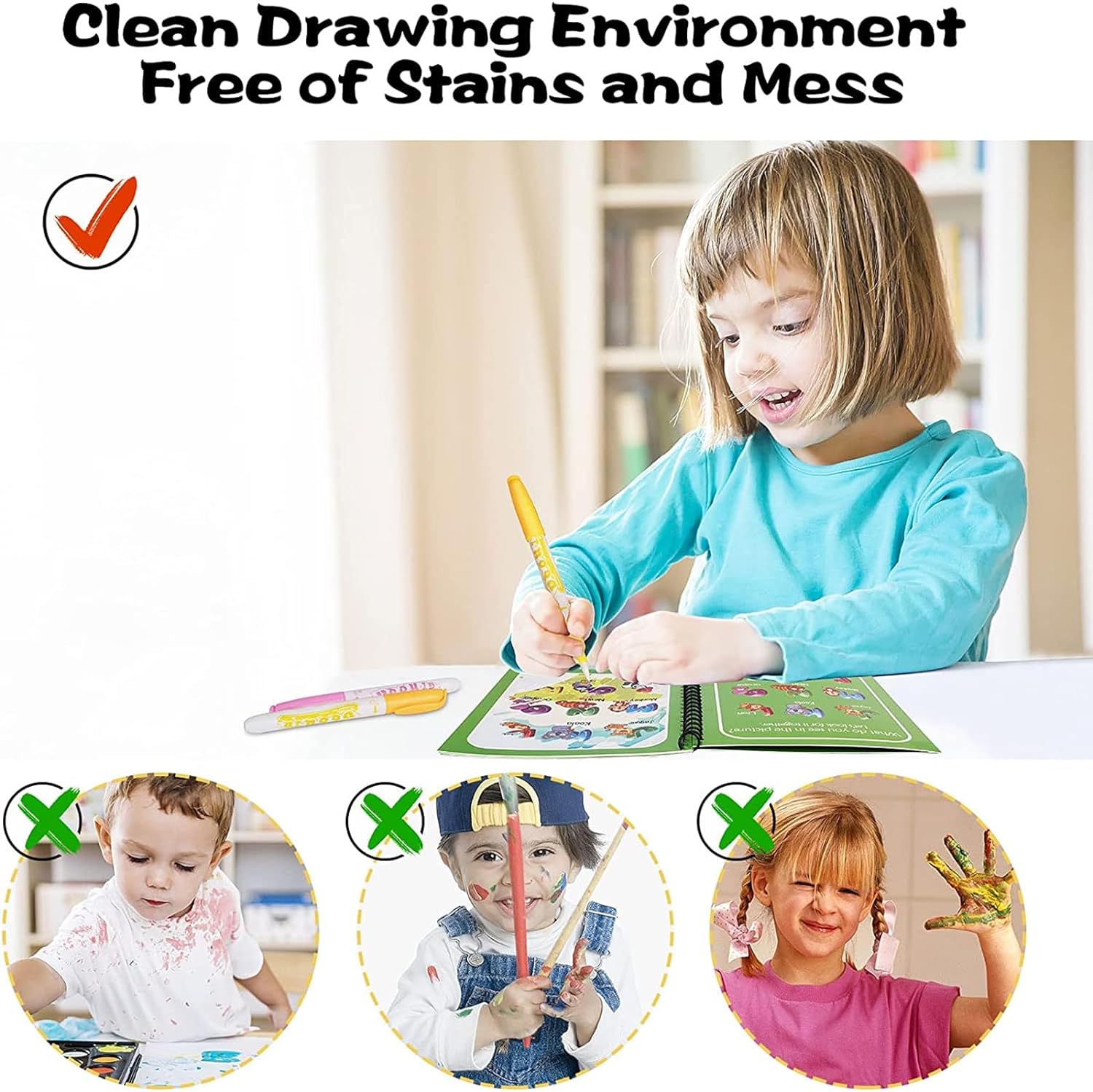 Water coloring Books | Magic Water Drawing Book Coloring Doodle Reusable Activity Book for kids |  Baby Products