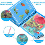 Buy 3 Get 3 Free | Pack of 6 Water coloring Books | Magic Water Drawing Book Coloring Doodle Reusable Activity Book for kids | PACK of 6 - Baby Products