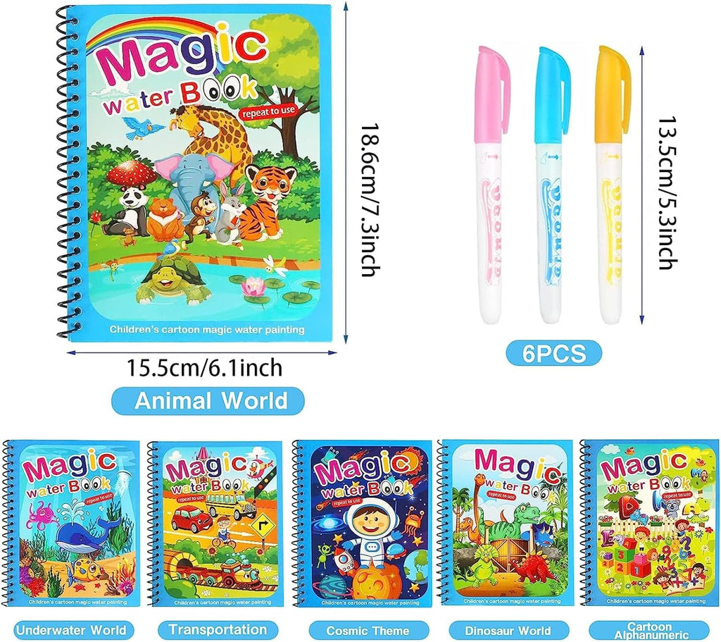 Water coloring Books | Magic Water Drawing Book Coloring Doodle Reusable Activity Book for kids |  Baby Products