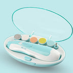 Electric nail polisher baby blue powder 6-piece electric nail clipper baby nail clipper manicure set baby newborns baby care Kit