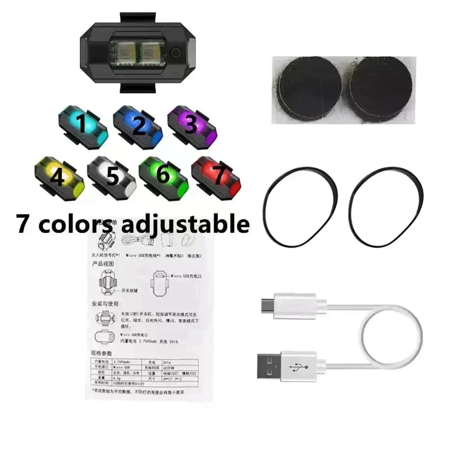 Car Motorcycle Bike Modification Drone LED Flashing Light Wired Charging Lamp Can Control The Vibration Flash DIY Accessories