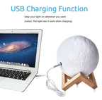 Moon Lamp Night Light 3D Print Rechargeable Moon Lamp LED Night Light Creative Touch Switch Moon Light For Bedroom Decoration
