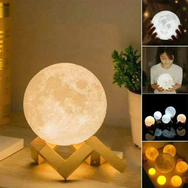 Moon Lamp Night Light 3D Print Rechargeable Moon Lamp LED Night Light Creative Touch Switch Moon Light For Bedroom Decoration