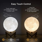 Moon Lamp Night Light 3D Print Rechargeable Moon Lamp LED Night Light Creative Touch Switch Moon Light For Bedroom Decoration
