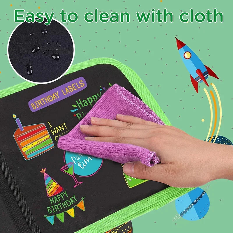 Educational Toy Erasable Doodle Book for Kids Toy Reusable Drawing Pads Watercolor Pens Writing Painting Coloring Books for Kids