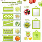 Vegetable Chopper Slicer Dicer - 12-in-1 Fruits Cutter Slicer Food Cutter with 7 Stainless Steel Blades with Storage Container